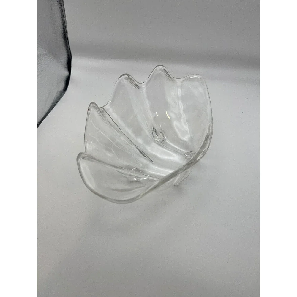 Set of 4 Small Clam Shell Style Clear Art acrylic bowl 9”Decorative Serving dish